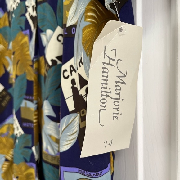 NWT VINTAGE MARJORIE HAMILTON Short Sleeve Travel Print Blouse M - Picture 9 of 16